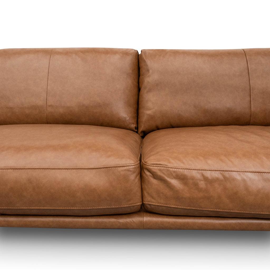 LC8592-KSO 4 Seater Left Chaise Leather Sofa - Caramel Brown - Furniture Castle