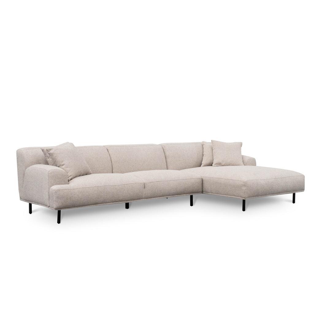 LC8838-CA 3 Seater Right Chaise Fabric Sofa - Sterling Sand - Furniture Castle