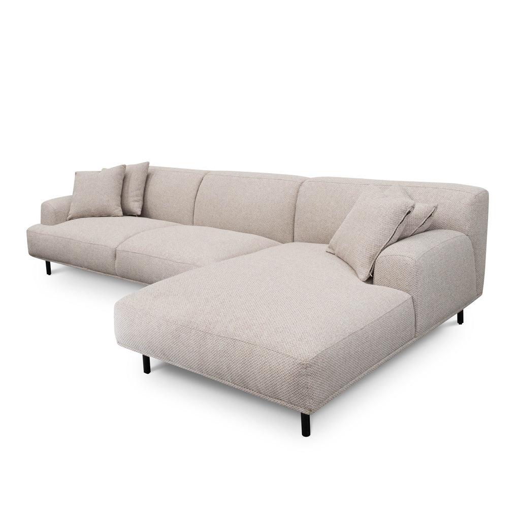 LC8838-CA 3 Seater Right Chaise Fabric Sofa - Sterling Sand - Furniture Castle