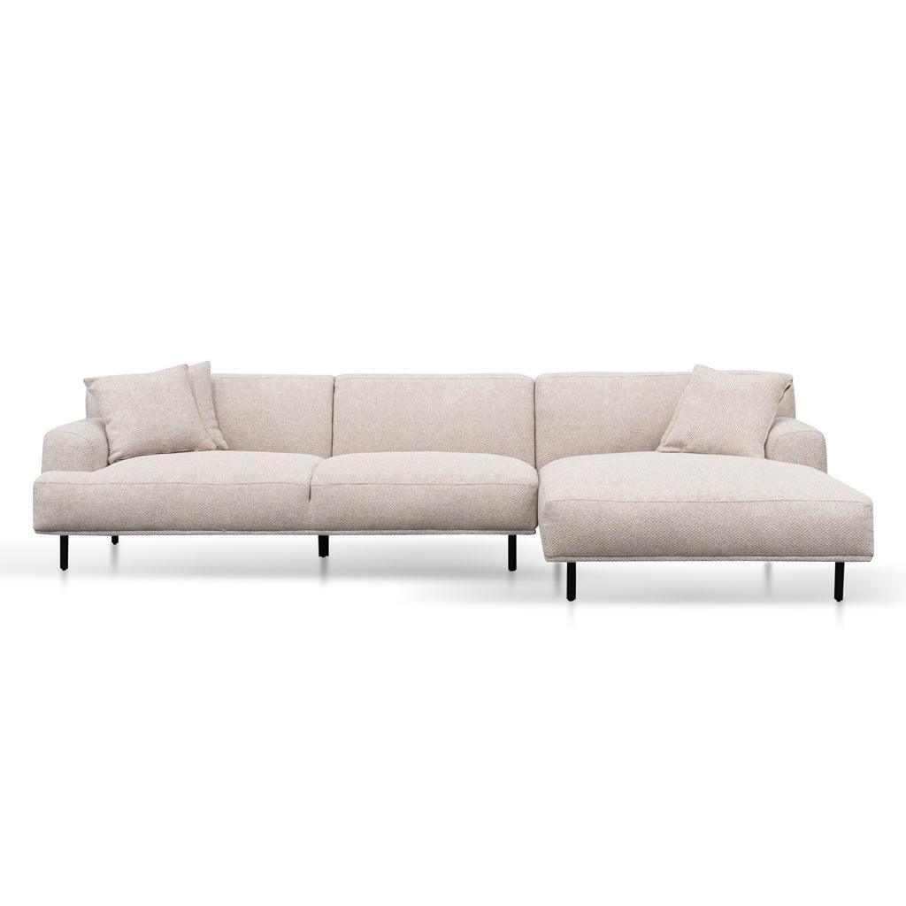 LC8838-CA 3 Seater Right Chaise Fabric Sofa - Sterling Sand - Furniture Castle