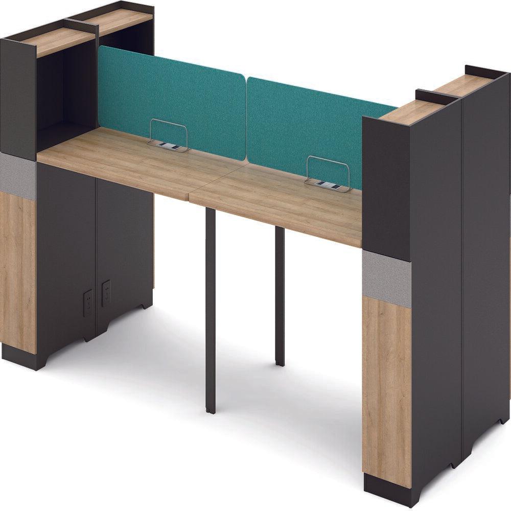 Lennon 4 People Back to Back Workstation - Kaldi Grey Blue - Furniture Castle