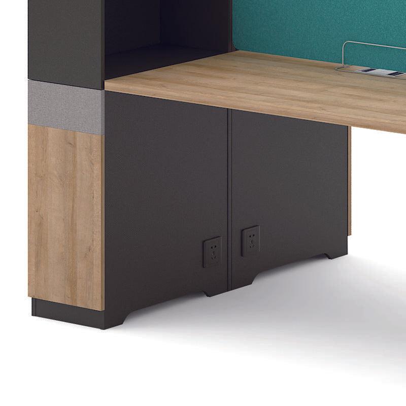 Lennon 4 People Back to Back Workstation - Kaldi Grey Blue - Furniture Castle