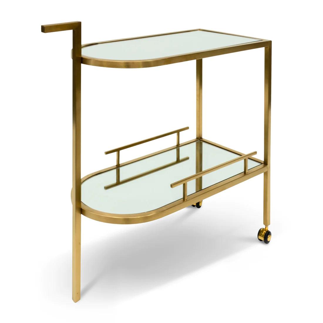 Litt Bar Cart - Mirror and Gold Base - Furniture Castle