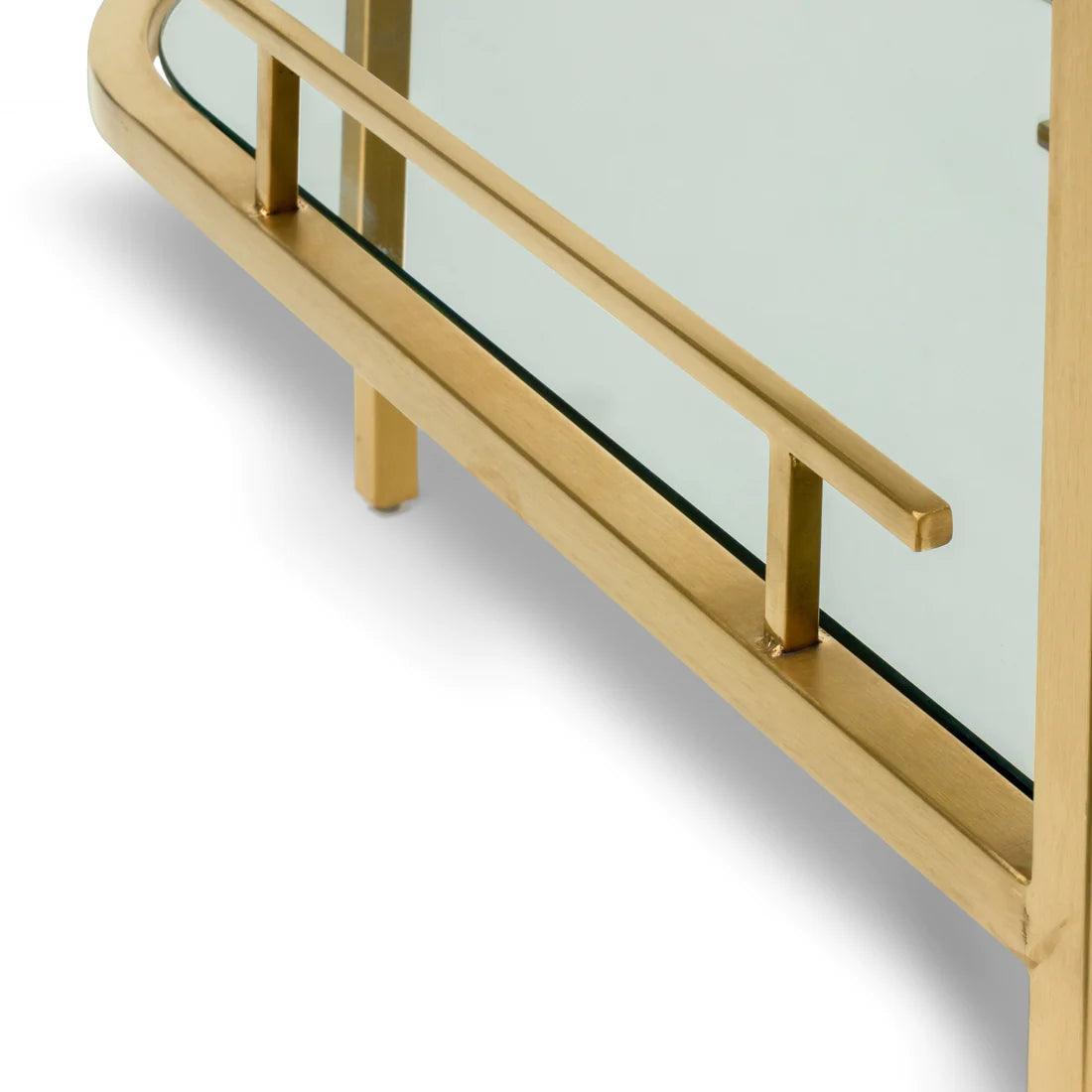 Litt Bar Cart - Mirror and Gold Base - Furniture Castle