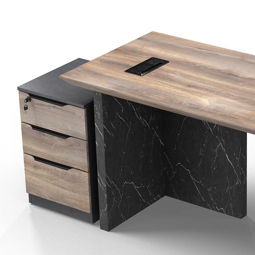 LOGAN Executive Desk Reversible 180cm - Warm Oak & Black - Furniture Castle