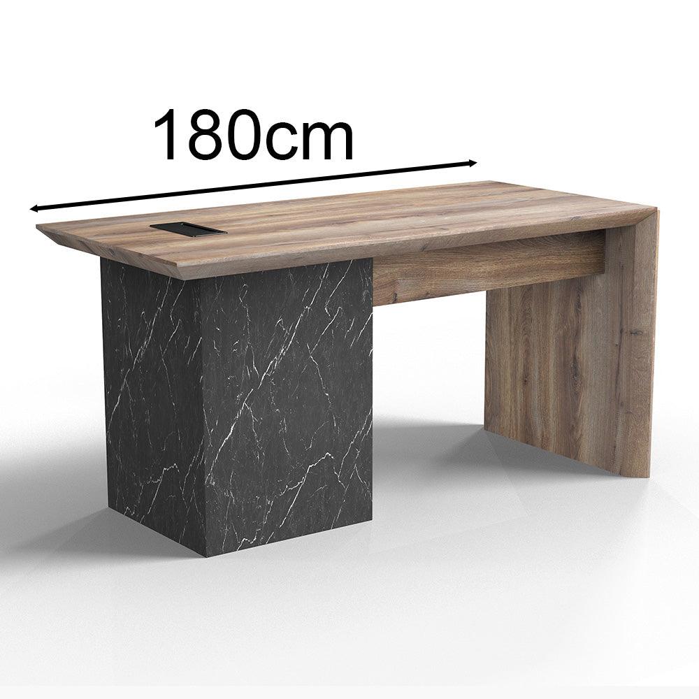 LOGAN Executive Desk Reversible 180cm - Warm Oak & Black - Furniture Castle