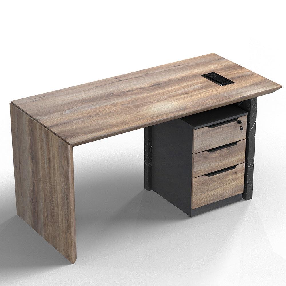 LOGAN Executive Desk Reversible 180cm - Warm Oak & Black - Furniture Castle