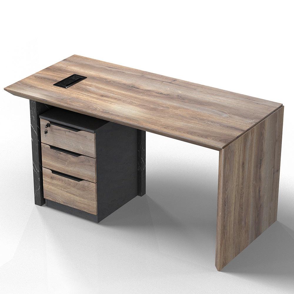 LOGAN Executive Desk Reversible 180cm - Warm Oak & Black - Furniture Castle