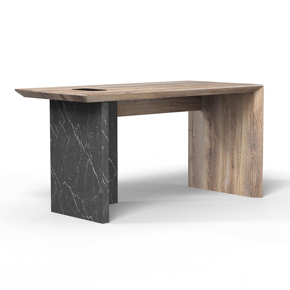LOGAN Executive Desk Reversible 180cm - Warm Oak & Black - Furniture Castle