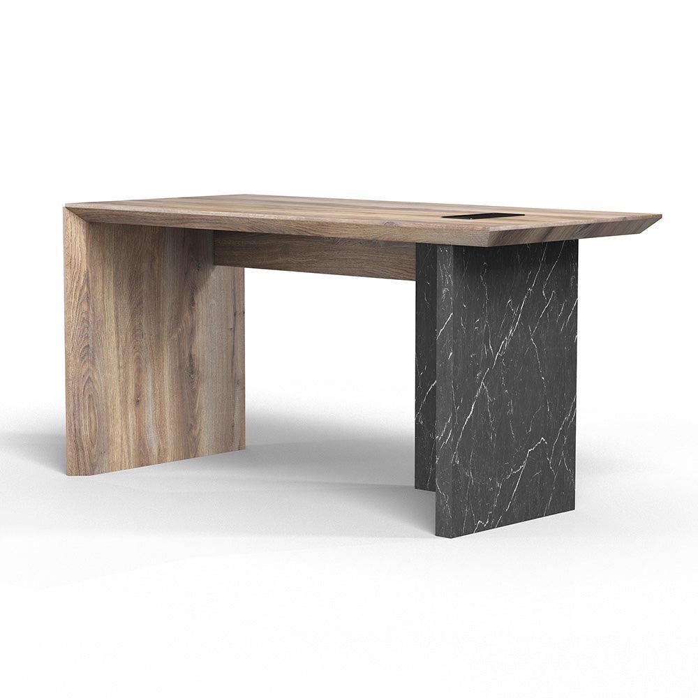LOGAN Executive Desk Reversible 180cm - Warm Oak & Black - Furniture Castle
