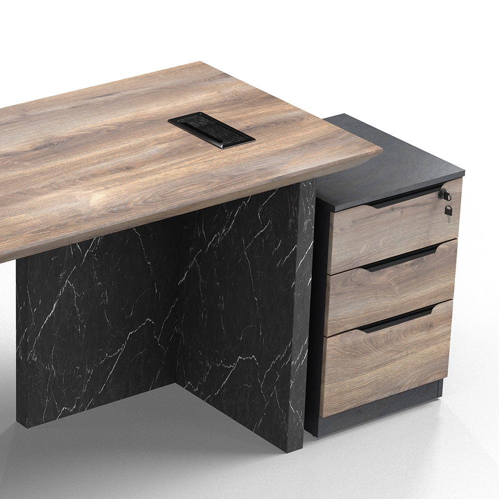 LOGAN Executive Desk Reversible 180cm - Warm Oak & Black - Furniture Castle