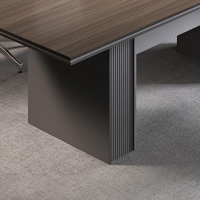 MADDOK Boardroom Table 2.4M - Chocolate & Charcoal Grey - Furniture Castle
