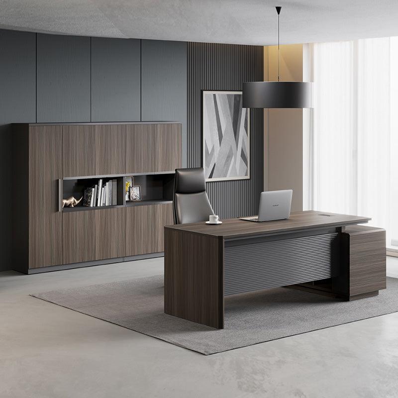 MADDOK Display Unit 2.0M - Chocolate & Charcoal Grey - Furniture Castle