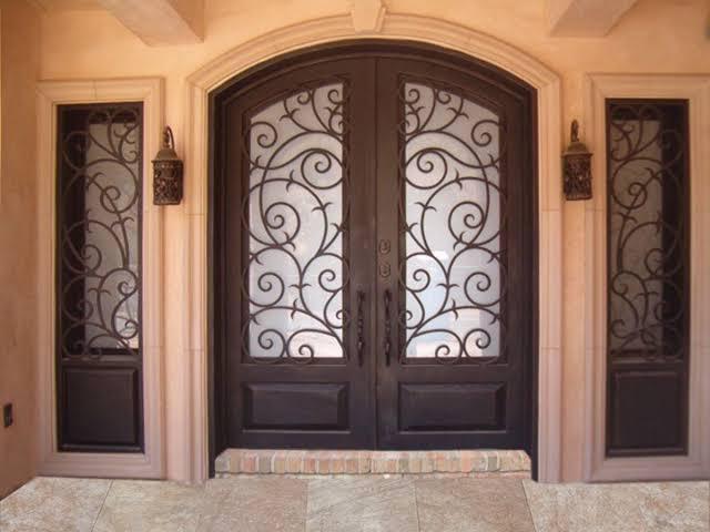Maharaja Main Entry Door Teakwood with Rod Iron - Furniture Castle