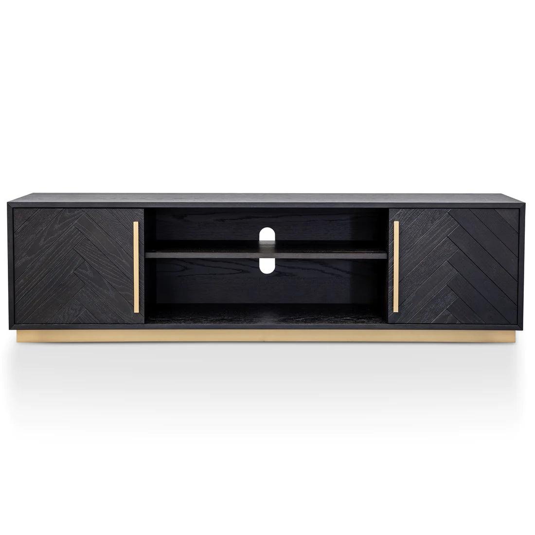 Maldive Entertainment TV Unit - Black and Brass - Furniture Castle