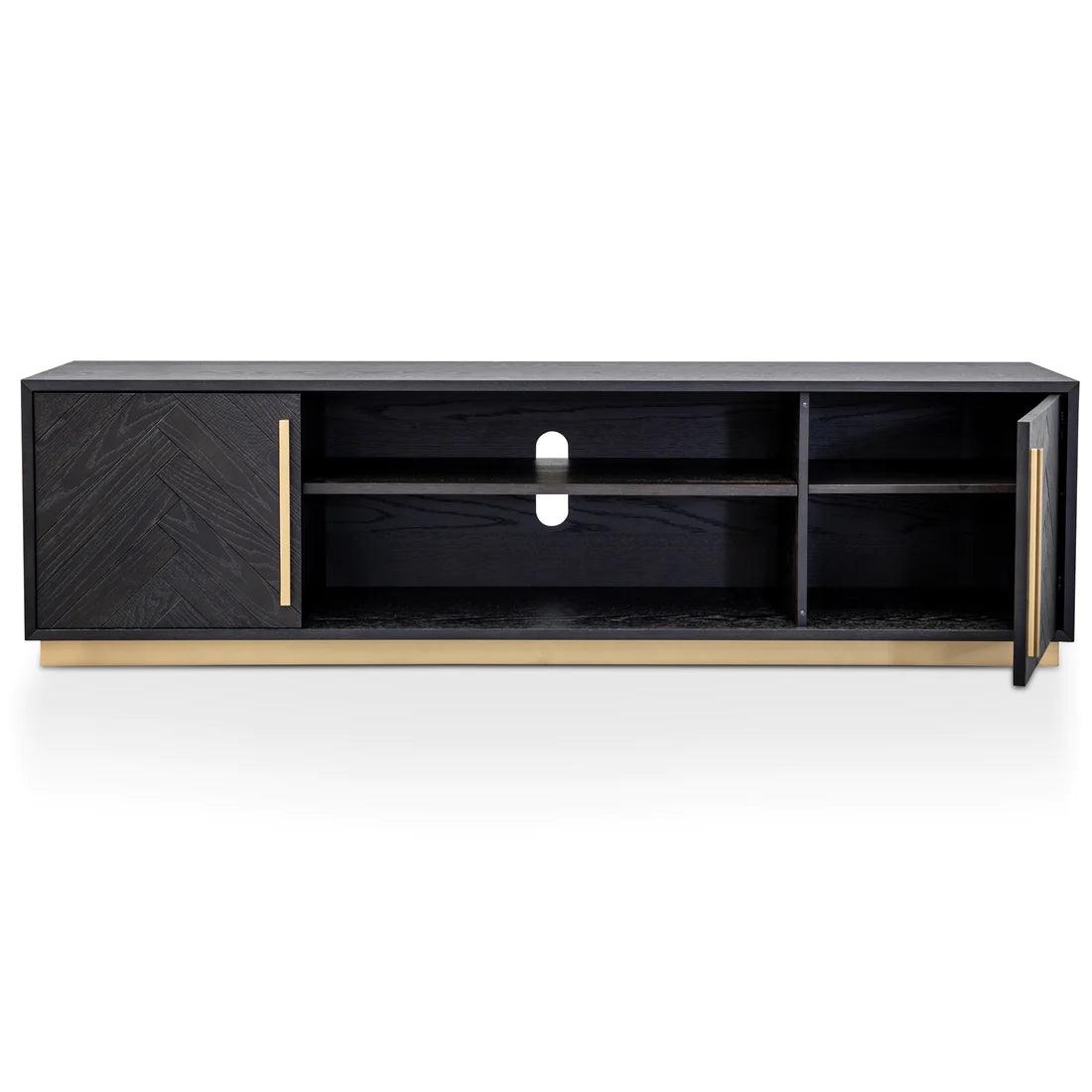 Maldive Entertainment TV Unit - Black and Brass - Furniture Castle