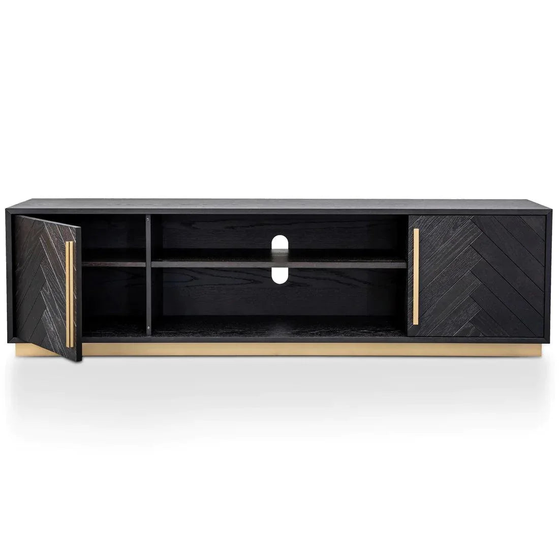 Maldive Entertainment TV Unit - Black and Brass - Furniture Castle