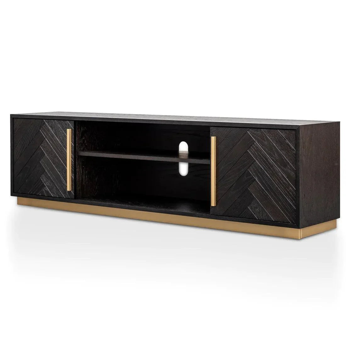 Maldive Entertainment TV Unit - Black and Brass - Furniture Castle