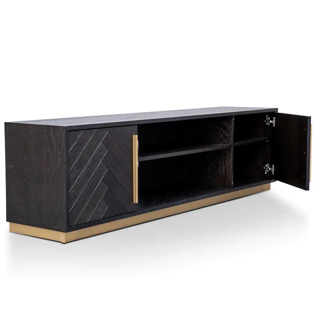Maldive Entertainment TV Unit - Black and Brass - Furniture Castle