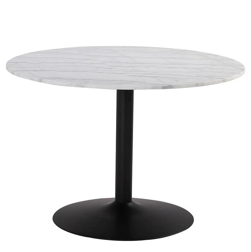 Marmor Marble Dining Table 110cm - White & Black - Furniture Castle