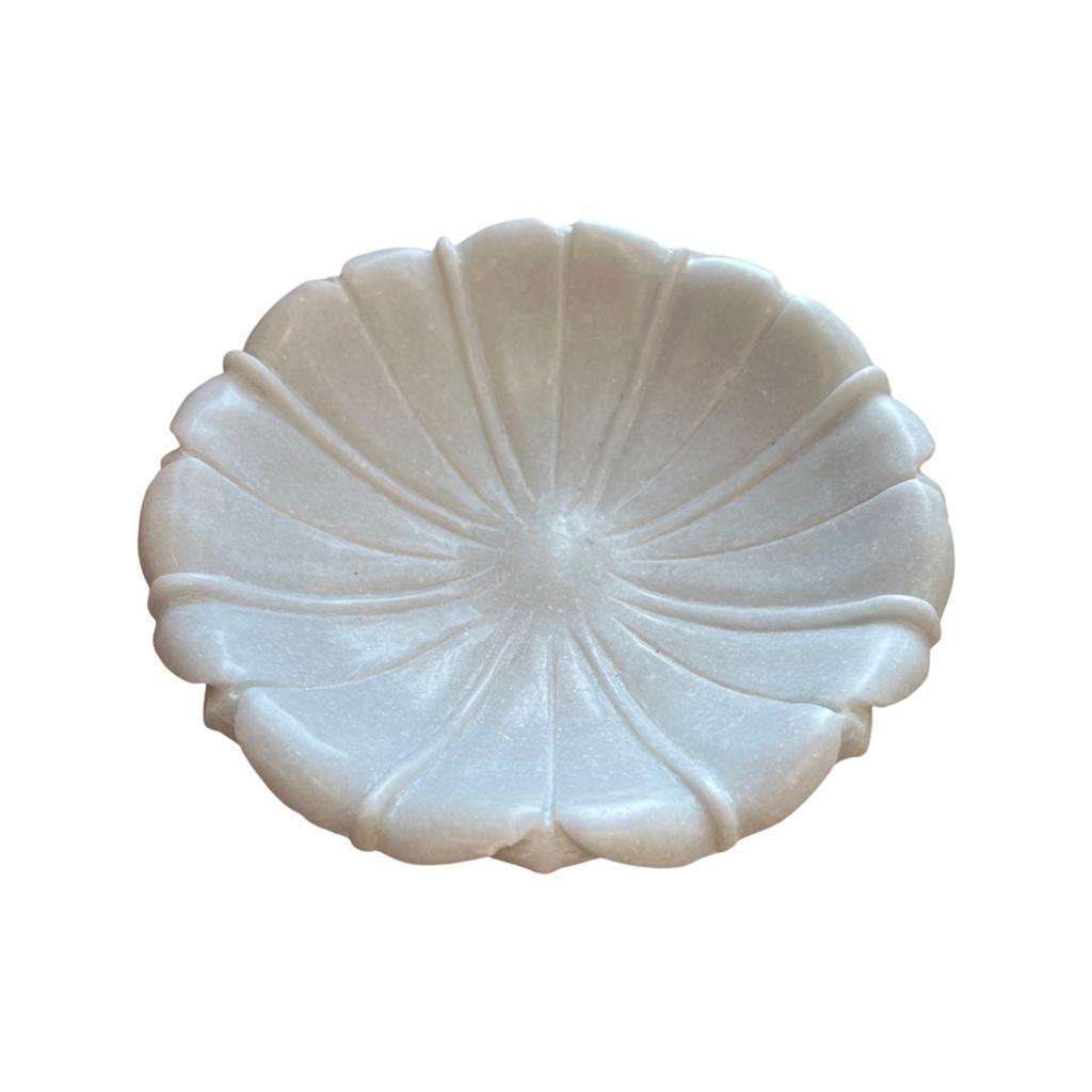 Maverick Marble Lotus Plate - White - Furniture Castle
