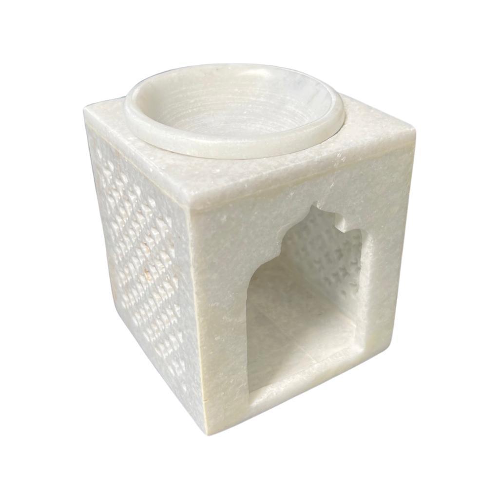 Maverick Marble Tea light holder - White - Furniture Castle