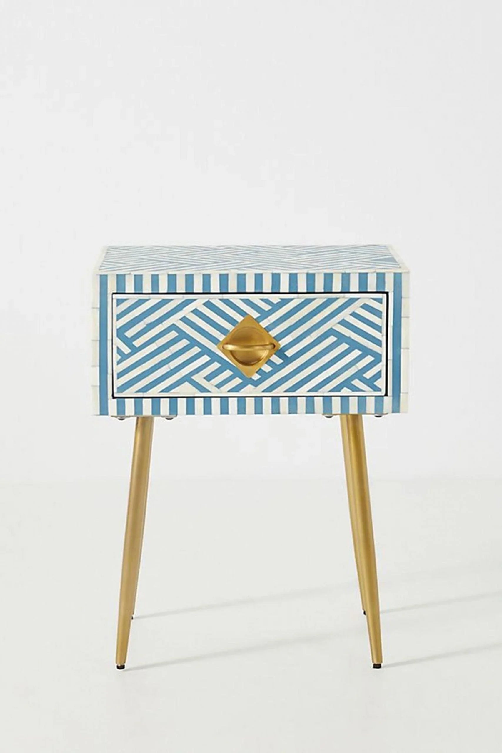 Maverick Optical Inlay Bedsides-Blue - Furniture Castle