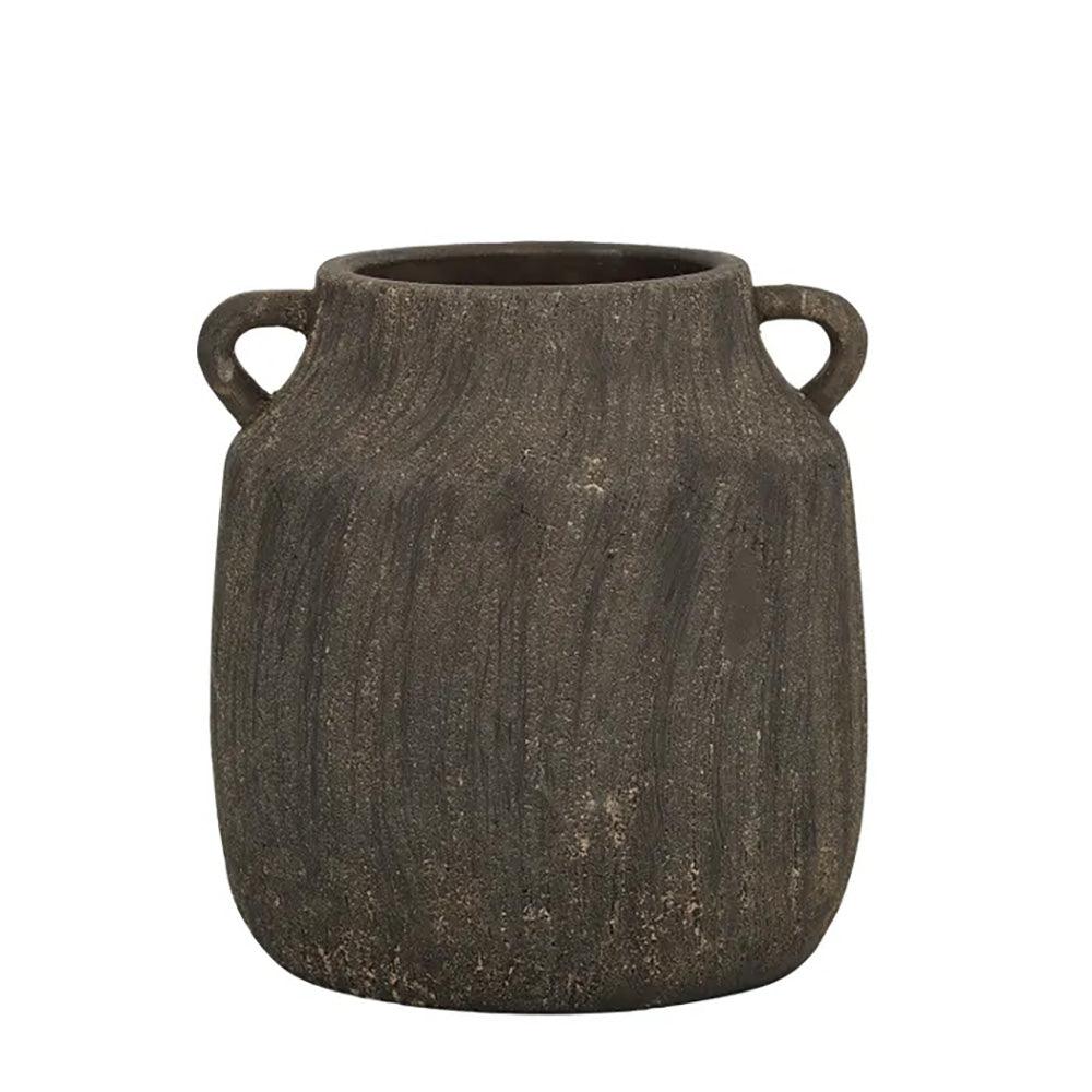 Merida Terracotta Vase Grey 25.5x26cm - Furniture Castle