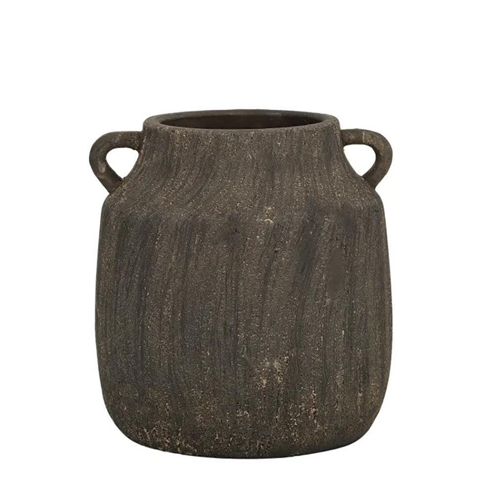 Merida Terracotta Vase Grey 25.5x26cm - Furniture Castle