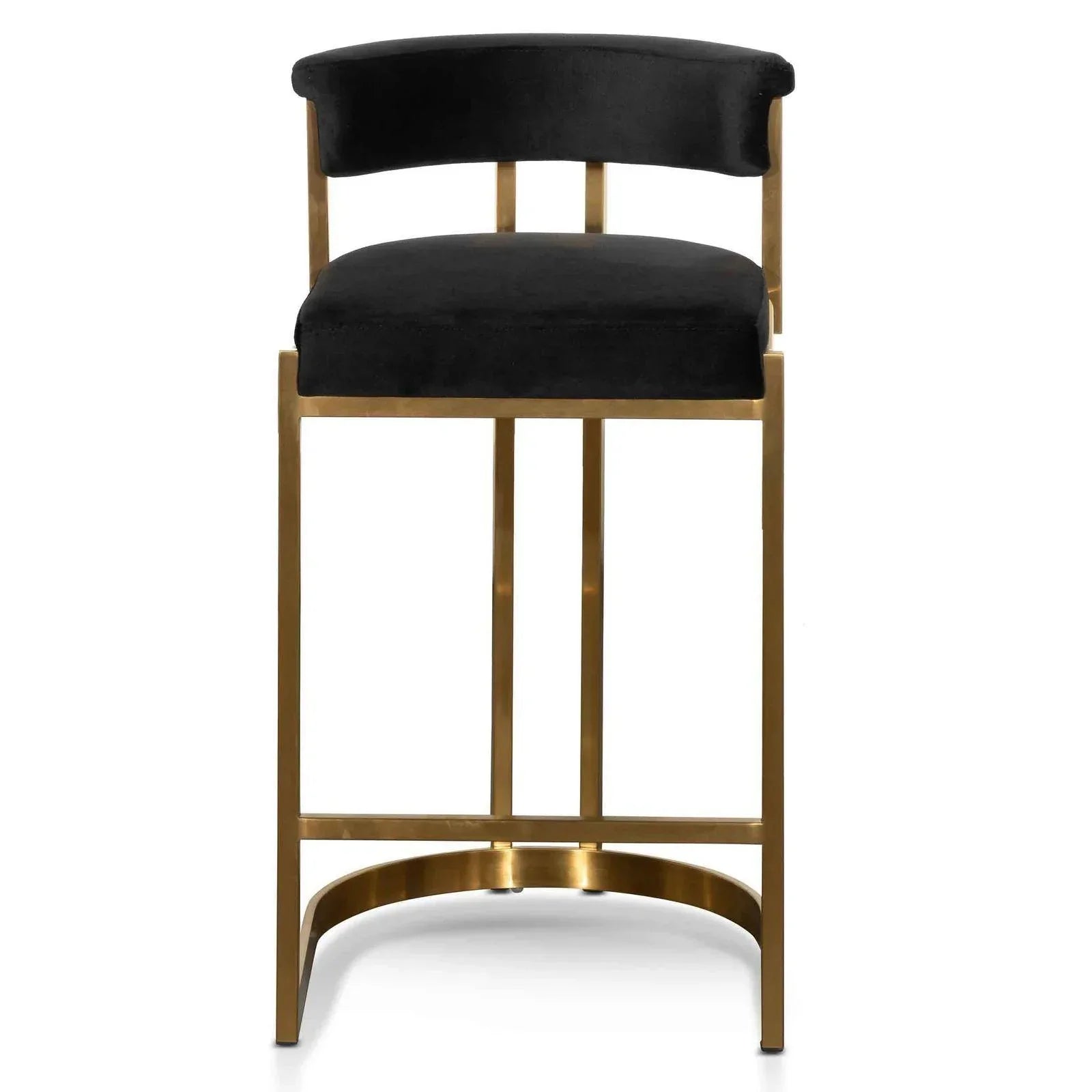 Mettalica Black Velvet Bar Stool - Golden Base - Furniture Castle