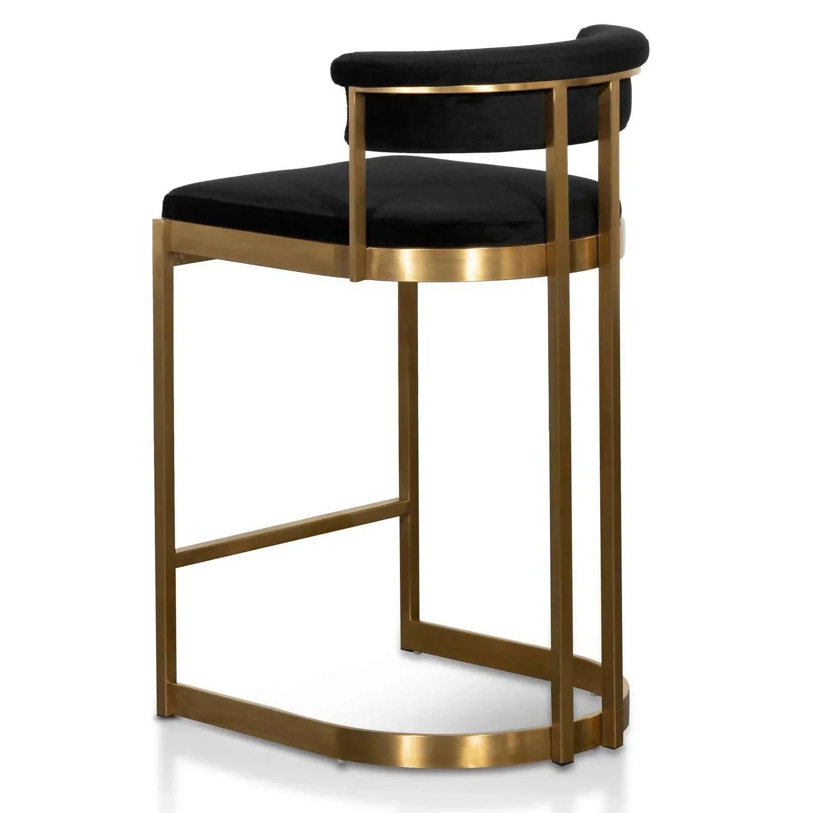 Mettalica Black Velvet Bar Stool - Golden Base - Furniture Castle