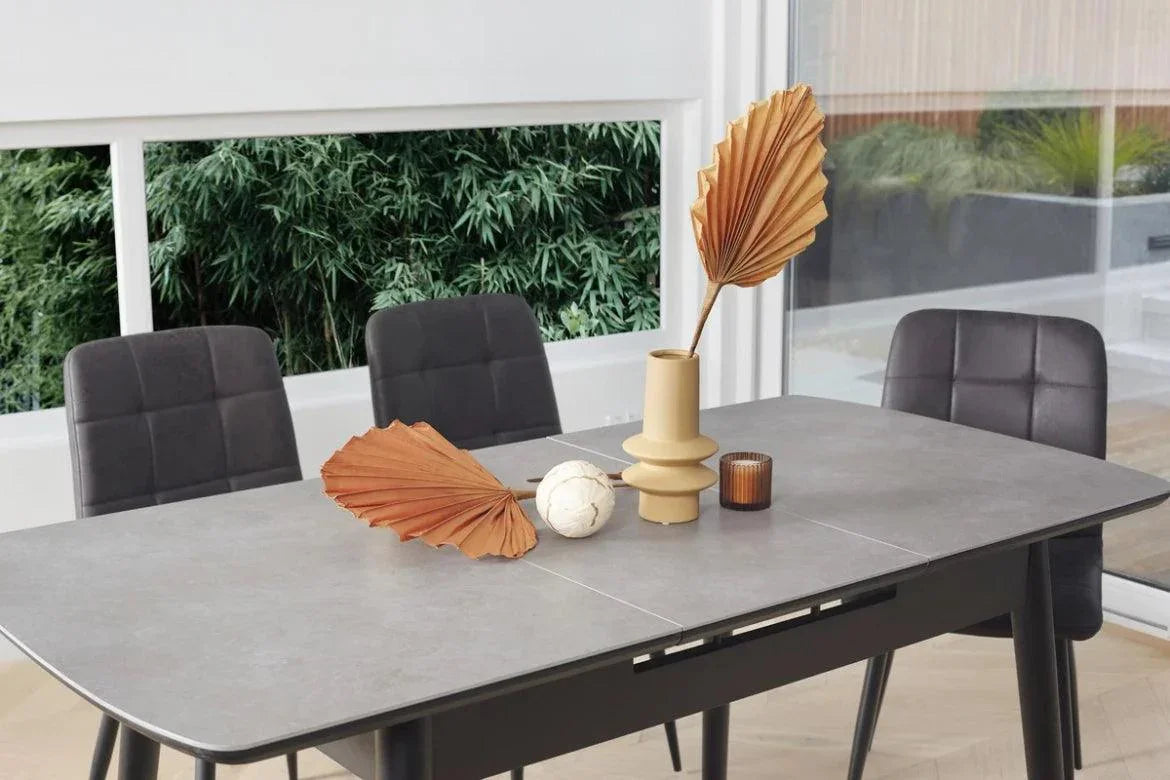 Milano Extension Dining Table Greystone Ceramic - Furniture Castle