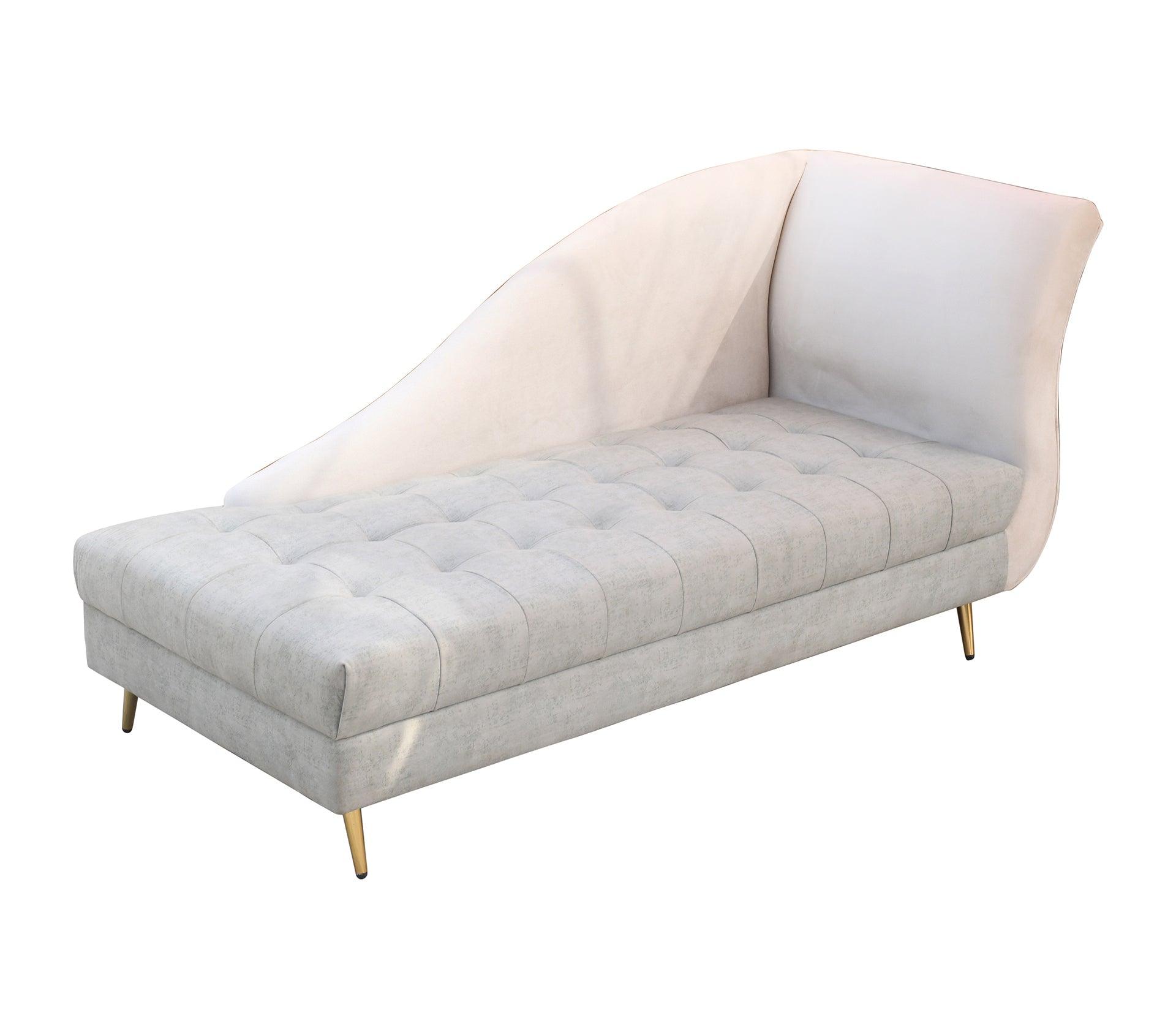 Milky Cream Sofa Chaise With Golden Legs - Furniture Castle