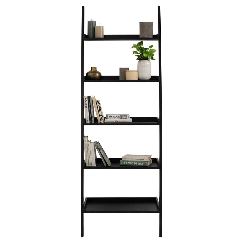 MILT Leaning Bookcase 66cm - Black - Furniture Castle