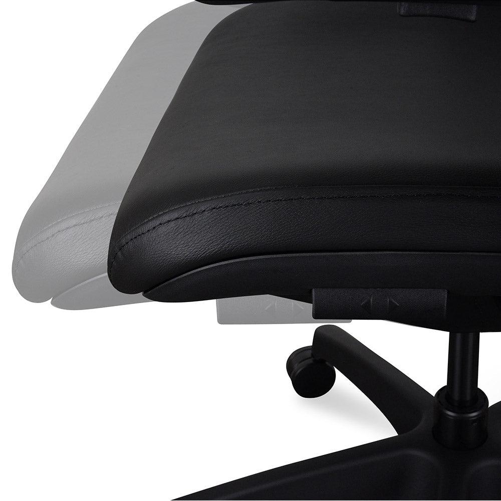 OC2151-UN-HD2155-UN Ergonomic Leather Office Chair With Head Rest - Black - Furniture Castle