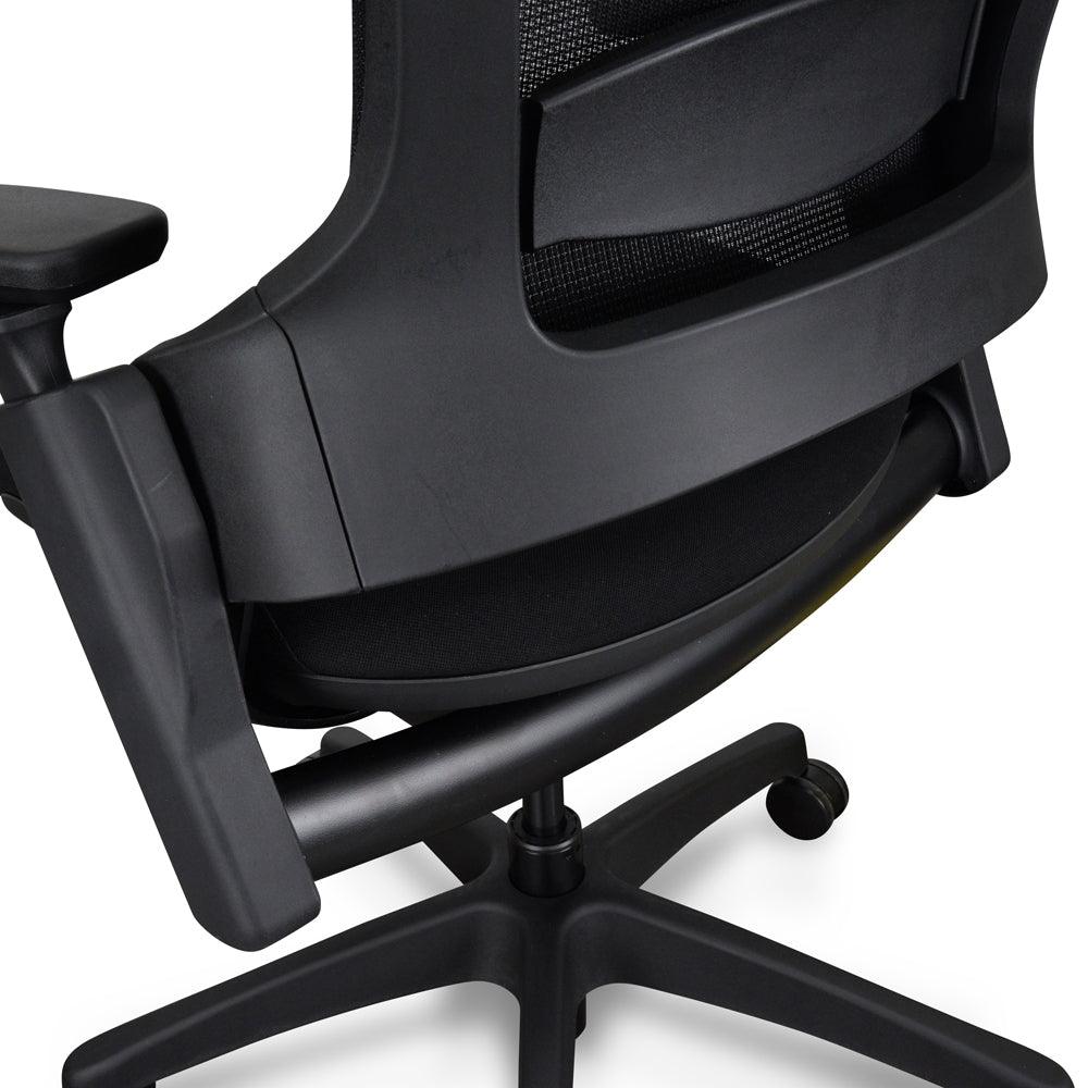 OC2151-UN-HD2155-UN Ergonomic Leather Office Chair With Head Rest - Black - Furniture Castle