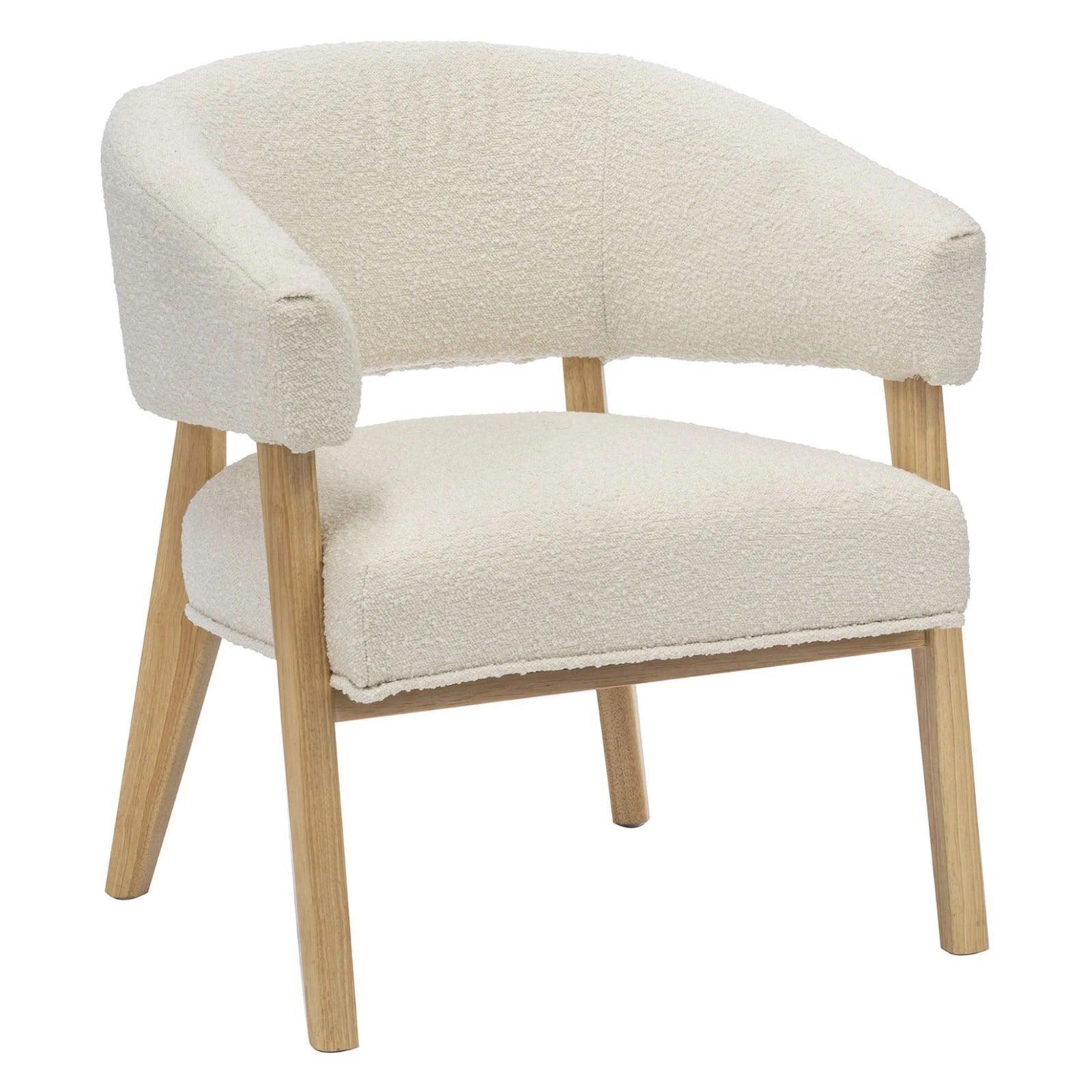 Olsen Arm Chair fabric and Timber White 68.5x64x75.5cm - Furniture Castle