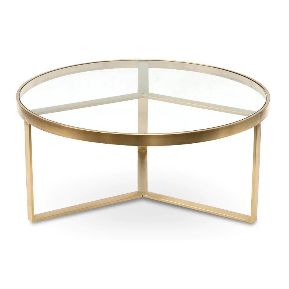 Ostilo Coffee Table 90cm - Brushed Gold Base - Furniture Castle