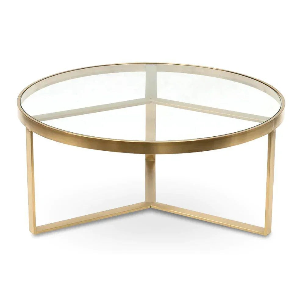 Ostilo Coffee Table 90cm - Brushed Gold Base - Furniture Castle