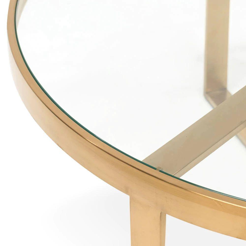 Ostilo Coffee Table 90cm - Brushed Gold Base - Furniture Castle