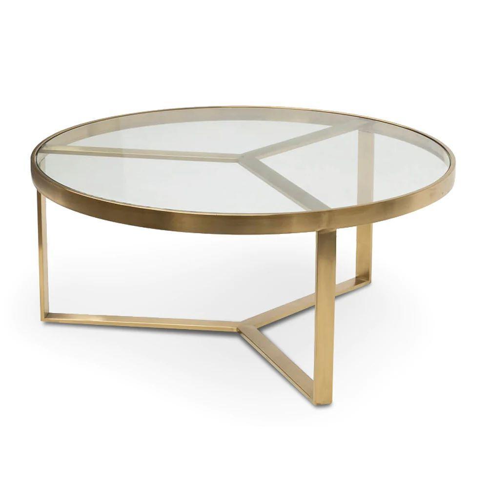 Ostilo Coffee Table 90cm - Brushed Gold Base - Furniture Castle