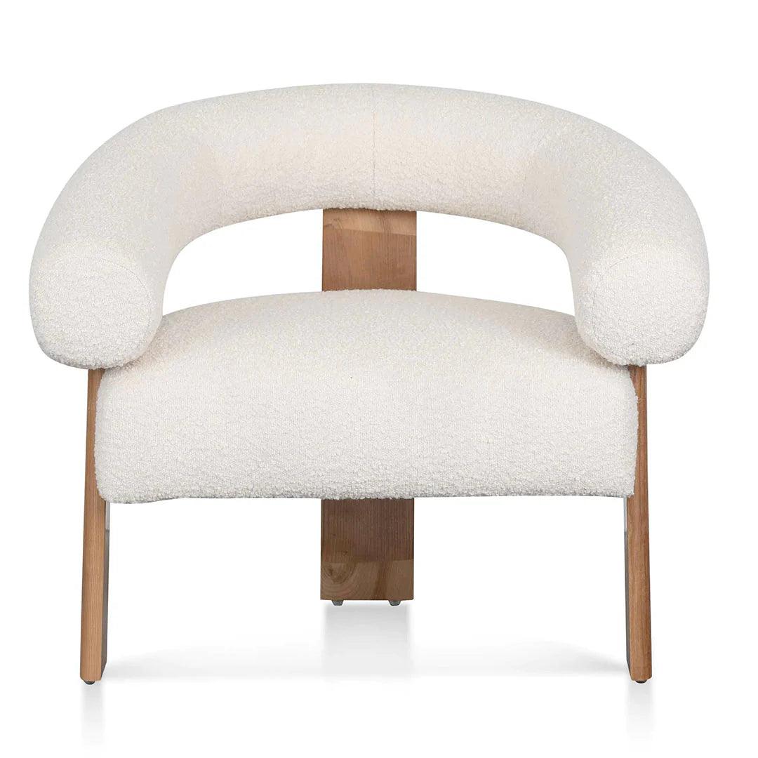 Panda Ivory White Boucle Armchair - Natural Legs - Furniture Castle