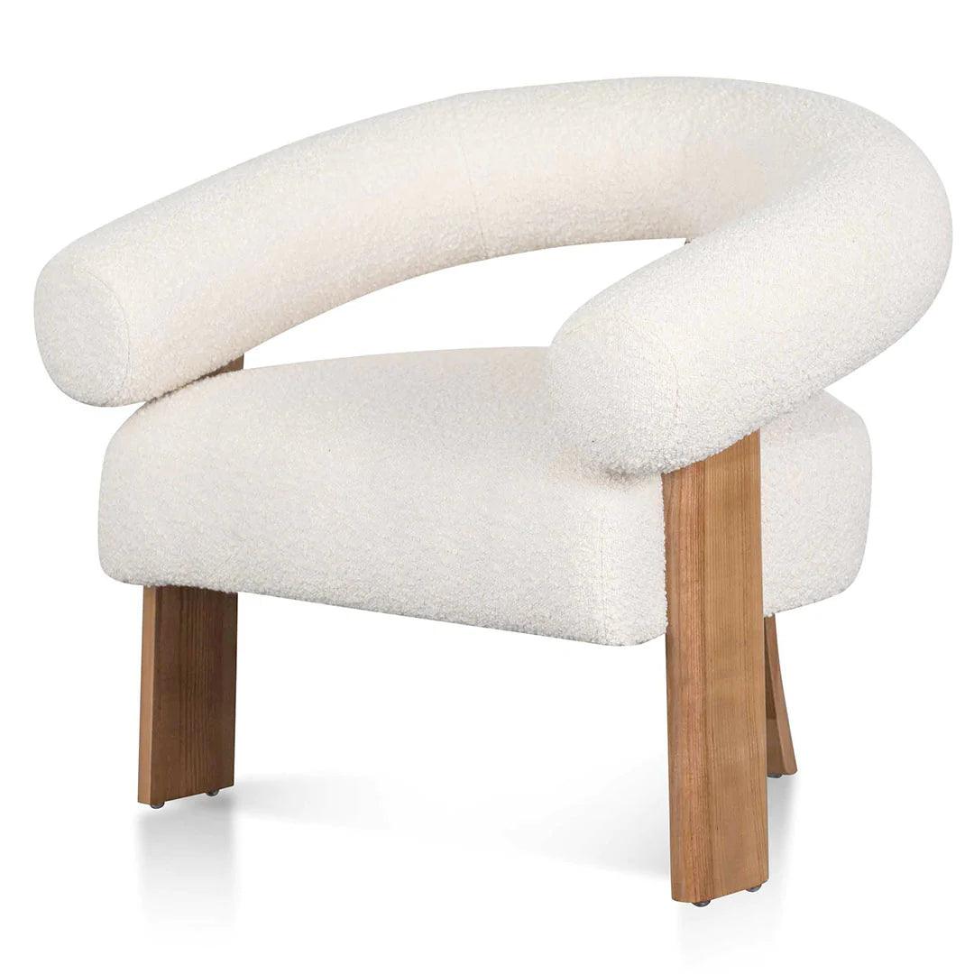 Panda Ivory White Boucle Armchair - Natural Legs - Furniture Castle