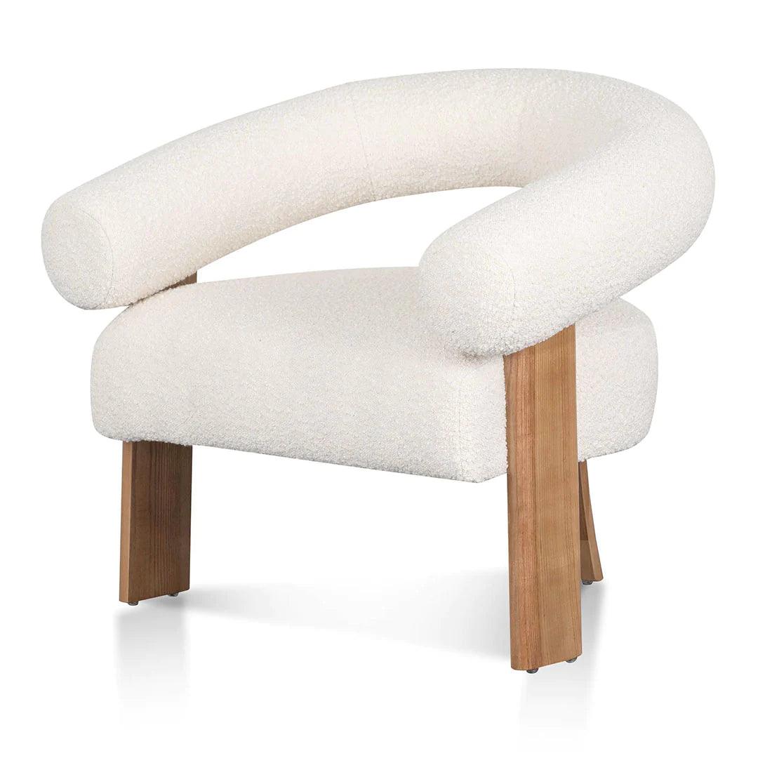 Panda Ivory White Boucle Armchair - Natural Legs - Furniture Castle