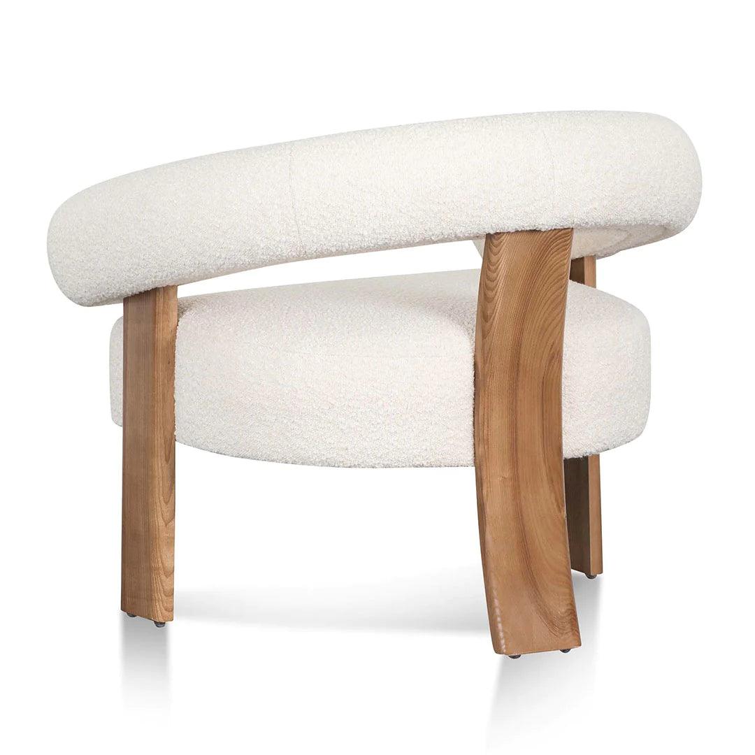 Panda Ivory White Boucle Armchair - Natural Legs - Furniture Castle