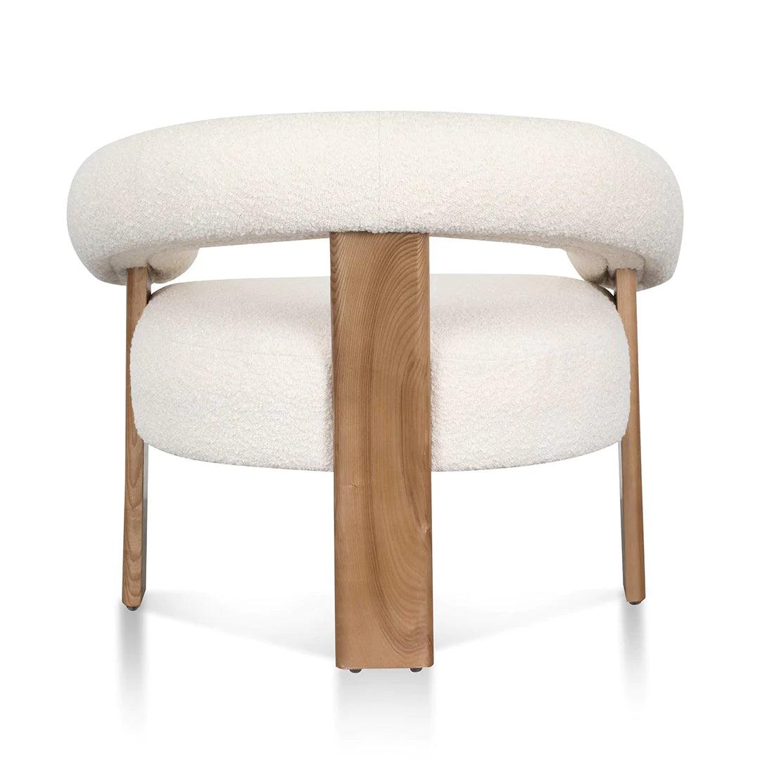 Panda Ivory White Boucle Armchair - Natural Legs - Furniture Castle