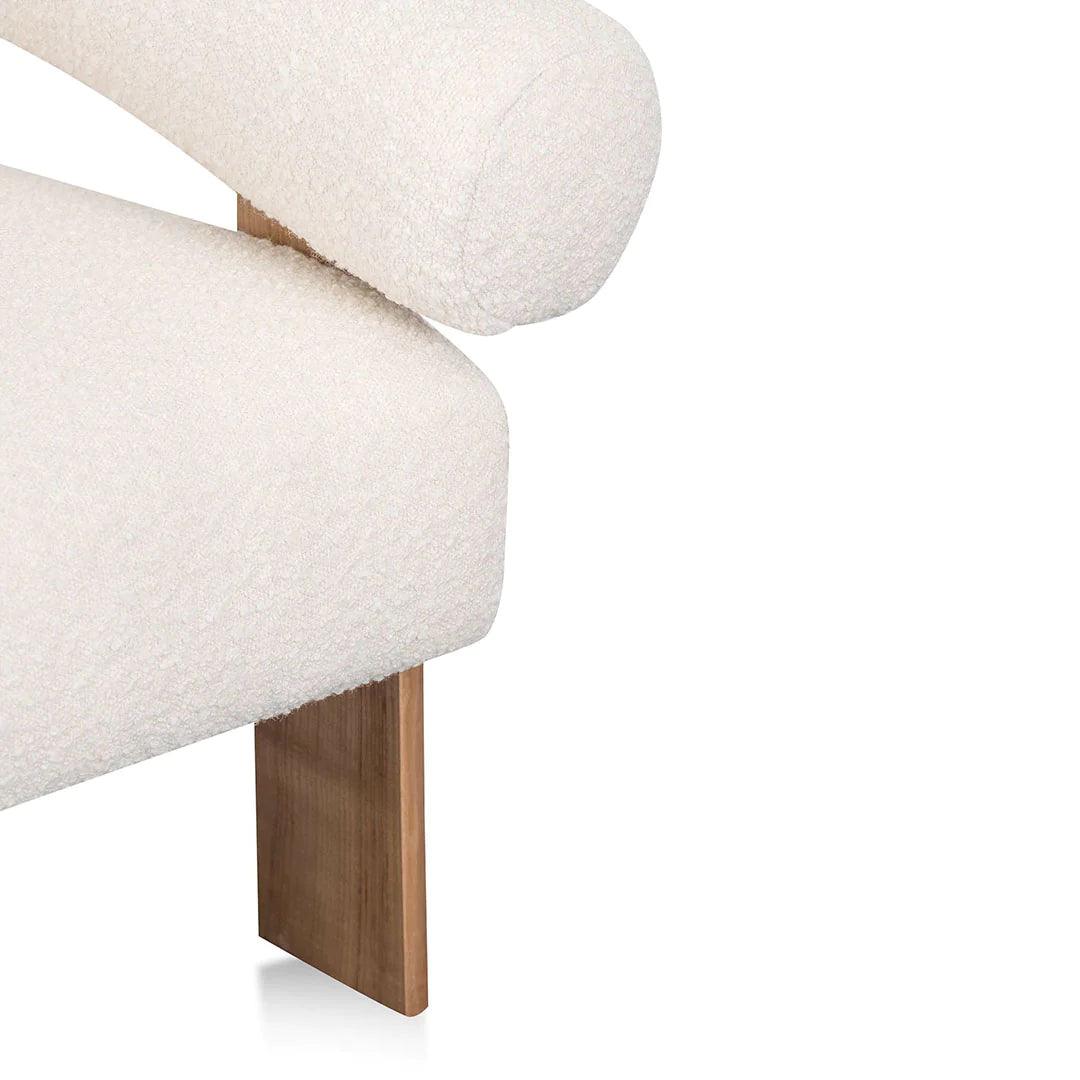 Panda Ivory White Boucle Armchair - Natural Legs - Furniture Castle