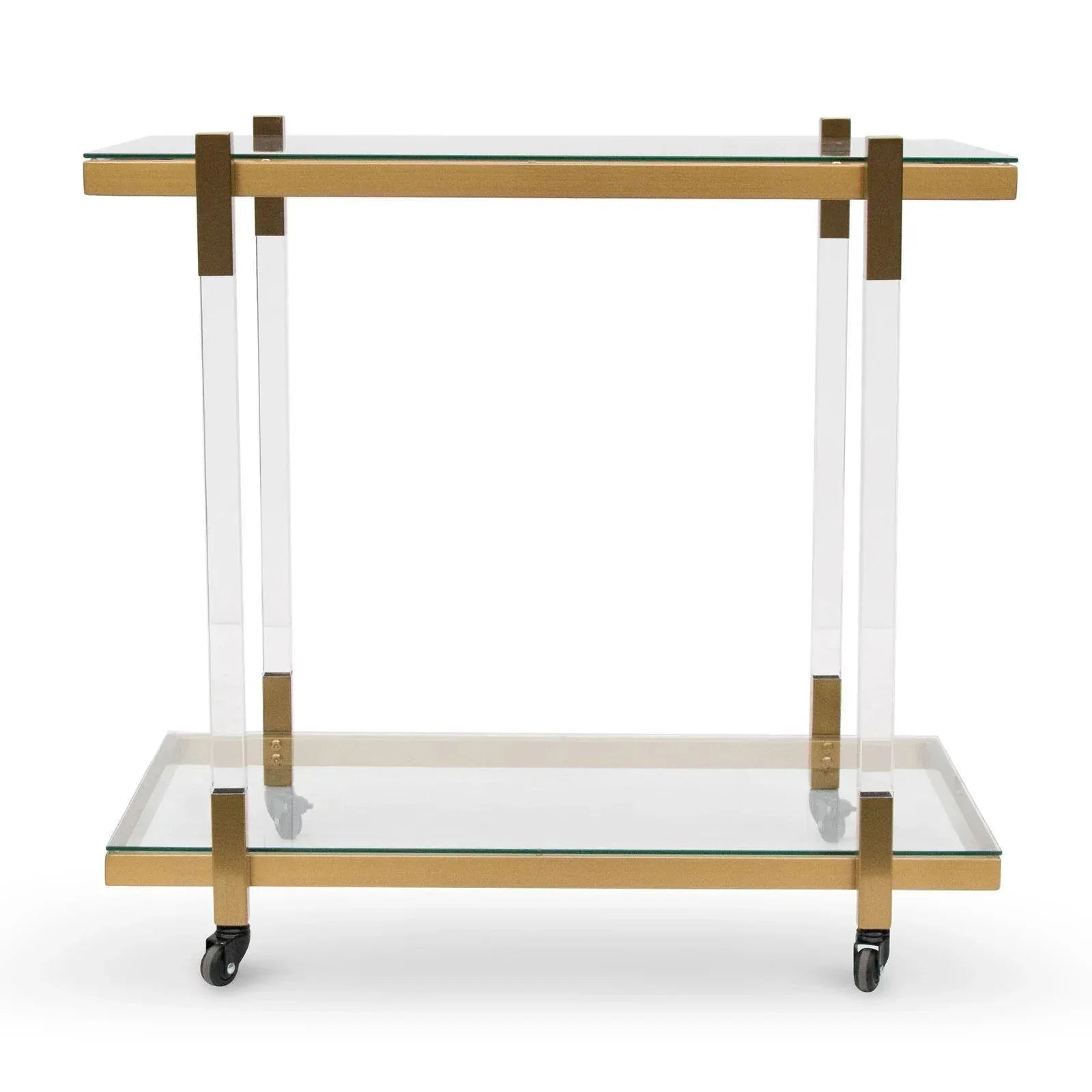 Parliament Glass Bar Cart - Brushed Gold - Furniture Castle