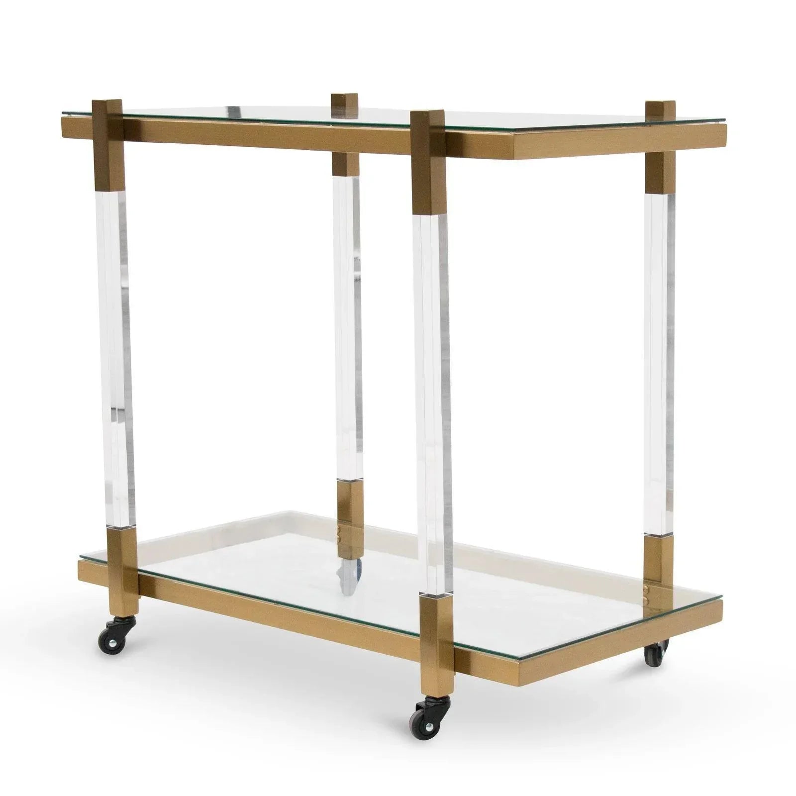 Parliament Glass Bar Cart - Brushed Gold - Furniture Castle