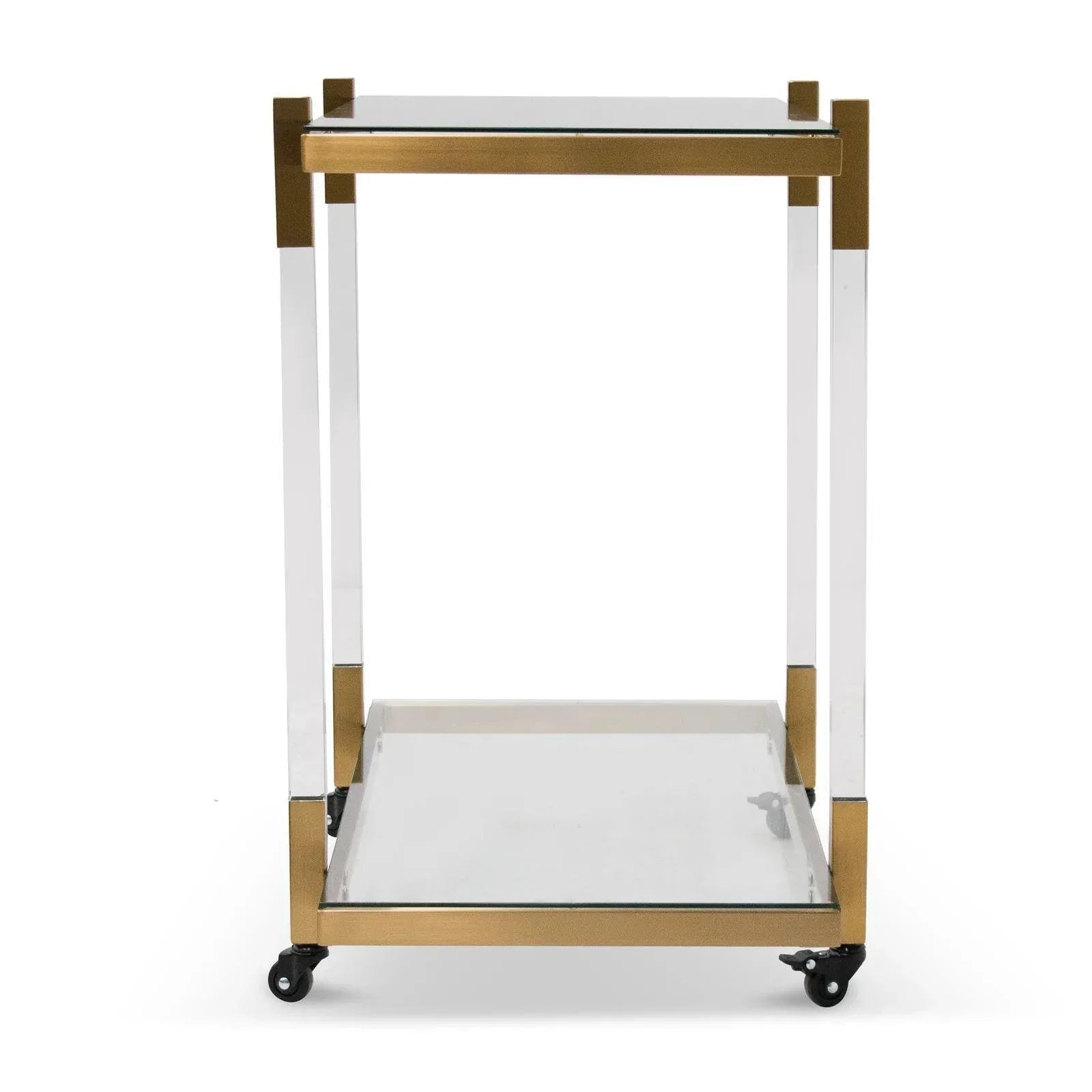 Parliament Glass Bar Cart - Brushed Gold - Furniture Castle